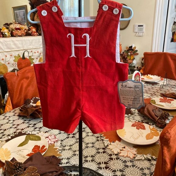 NWT Remember Nguyen Infant Boys Jon Jon size 3 months Monogrammed H - Picture 4 of 16